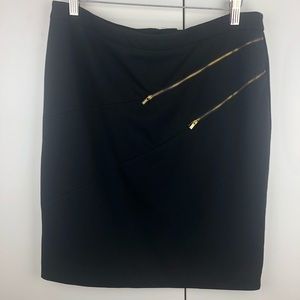 Calvin Klein Black Skirt w/Gold Zip Accent Size 14
